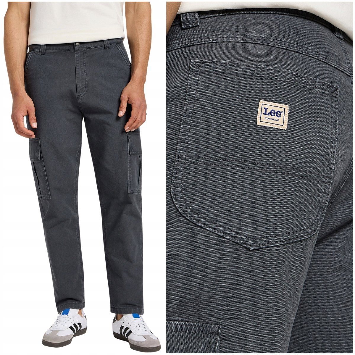 Lee CARGO PANT Dark Muted Gray WORKWEAR spodnie materiałowe bojówki W31 L32