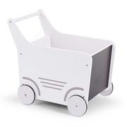 Wózki dla lalek - CHILDHOME CHILDWOOD Drewniany wózek zabawkowy, biały, WODSTRW - miniaturka - grafika 1