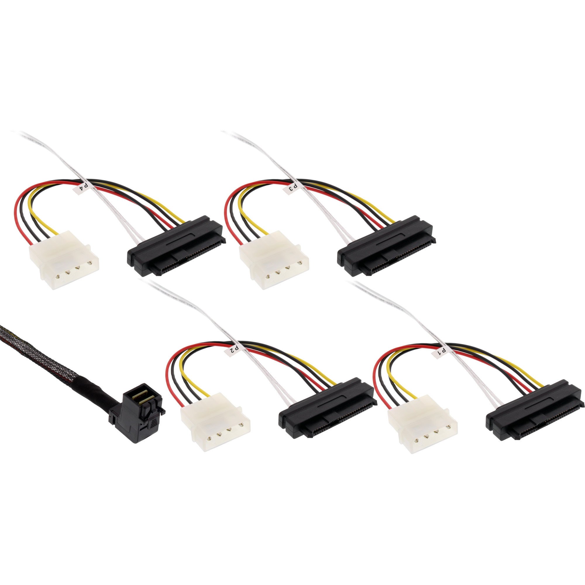 InLine Mini SAS HD Kabel SFF-8643 kątowy 4x SFF-8482 + Power 0.5m 27633A