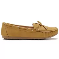 Mokasyny damskie - Mokasyny Damskie Skórzane Wygodne Lekkie Eleganckie Wiosenne Stylowe Modne Z Kokardą Wsuwane Z Ozdobą Żółte 36 - miniaturka - grafika 1