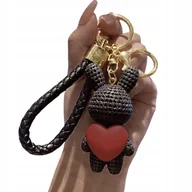 Breloki - BRELOK DO KLUCZY BRELOCZEK ZAWIESZKA KRÓLICZEK SERDUSZKO CZARNY - miniaturka - grafika 1