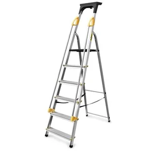 DRABEST Drabina aluminiowa domowa z poręczami 6 stopniowa 150 kg - Drabiny - miniaturka - grafika 1