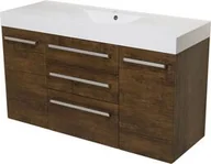 Szafki łazienkowe - Szafka łazienkowa antyczne drewno 140cm FOKUS z umywalką - miniaturka - grafika 1