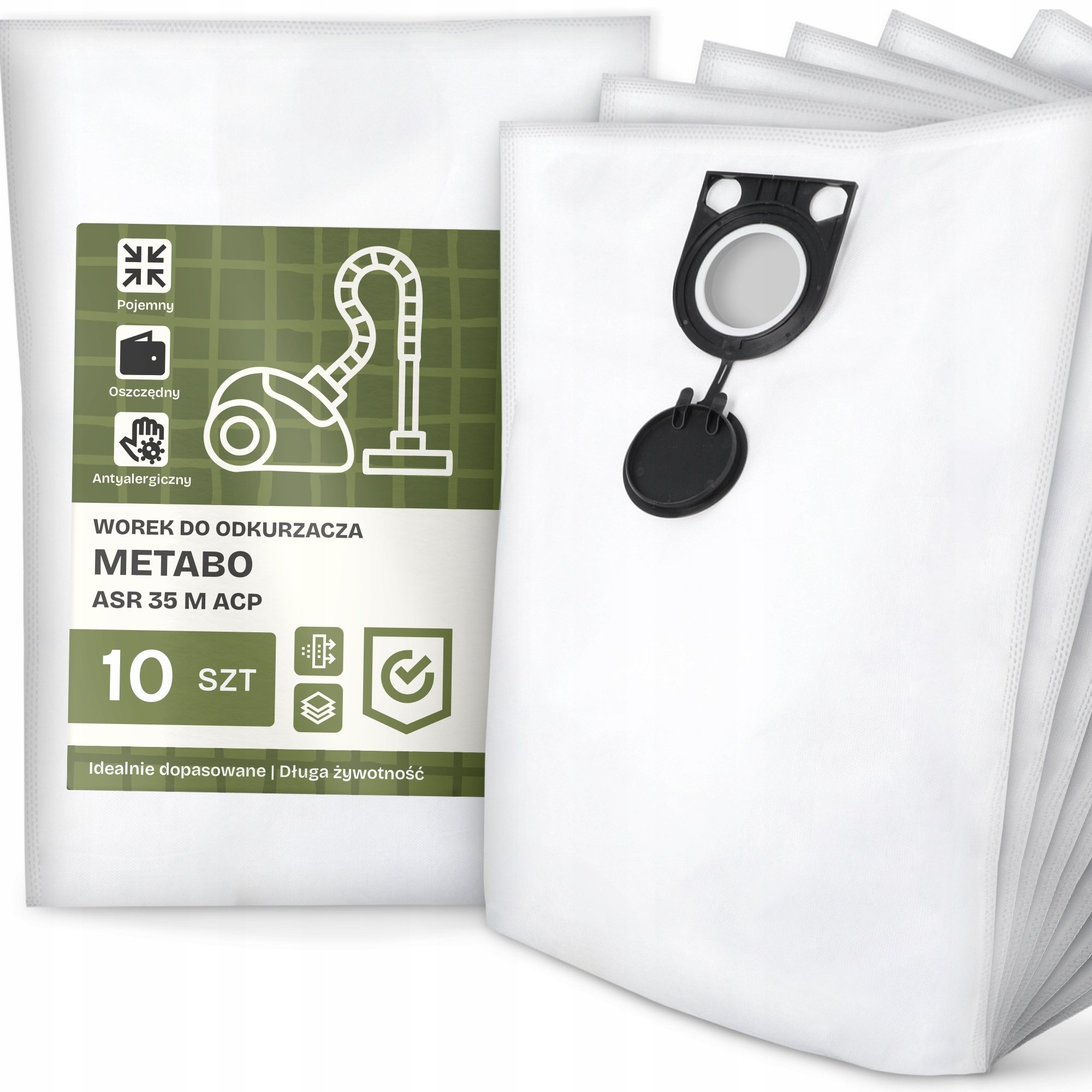 10x Worek do Odkurzacza Metabo Asr 35 M Acp Syntetyczny Tekstylny Worki G9
