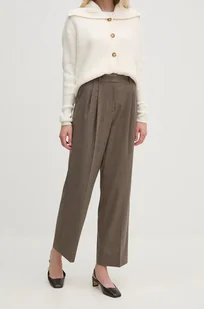 Tommy Hilfiger spodnie damskie kolor brązowy proste high waist WW0WW42950 - Spodnie damskie - miniaturka - grafika 1