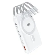 Pozostałe akcesoria do telefonów - WEKOME WP-12 Tint Series - Power bank indukcyjny 10000 mAh MagSafe z wbudowanym kablem USB-C / Lightning / Micro USB / USB-A (Biały) - miniaturka - grafika 1