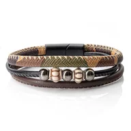 Bransolety męskie - Bransoletka skórzana moro - skóra naturalna+ koraliki EM - EM Men's Accessories - miniaturka - grafika 1