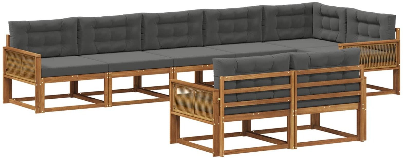 vidaXL Zestaw sof na zewnątrz z poduszką 8 pcs Naturalny i Antracytowy