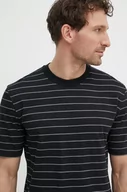 Koszulki męskie - Sisley t-shirt bawełniany męski kolor czarny wzorzysty - miniaturka - grafika 1