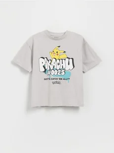 Reserved - Bawełniany t-shirt Pokemon - jasnoszary - Koszulki dla chłopców - miniaturka - grafika 1