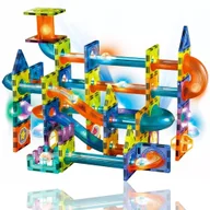 Klocki - Edukacyjny Zestaw Magnetycznych Klocków Świecący Tor Kulkowy - 110 Elementów - miniaturka - grafika 1