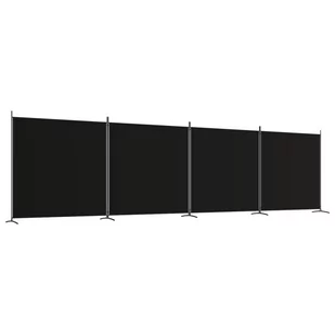 Lumarko Parawan 4-panelowy, czarny, 698x180 cm, tkanina! - Parawany - miniaturka - grafika 3