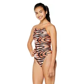 Stroje kąpielowe - Speedo Damski strój kąpielowy jednoczęściowy Prolt Cross Back nadrukowane dla dorosłych kolory drużyny Wave Speedo Orange 30 - miniaturka - grafika 1