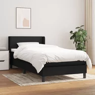 Łóżka - Łóżko kontynentalne z materacem, czarne, tkanina, 90x200 cm Lumarko - miniaturka - grafika 1