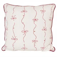 Poszewki na poduszki - POSZEWKA NA PODUSZKĘ 45x45 DEKORACYJNA BIAŁA kokardki czerwona 100% bawełna - miniaturka - grafika 1