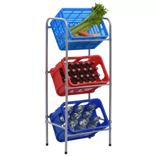 vidaXL Półka magazynowa na 3 skrzynki, srebrna, 50x33x116 cm, stal 8719883696164 - Szafy i regały magazynowe - miniaturka - grafika 1