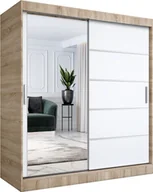Szafy - MKPOL Szafa przesuwna MODUO COMFORT 3 180 dąb sonoma/biała mat z lustrem - miniaturka - grafika 1