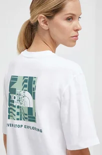 The North Face t-shirt bawełniany damski kolor biały - Koszulki sportowe damskie - miniaturka - grafika 1