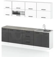 Meble kuchenne - Meble Kuchenne Modułowe Kuchnia Robo Lux 2.6m Zestaw Szary Biały Połysk - miniaturka - grafika 1