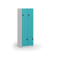 Szafki biurowe - Szafka ubraniowa Z, 4 szafki, 1850 x 600 x 500 mm, zamek elektryczny, drzwi zielone - miniaturka - grafika 1