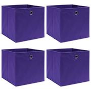 Pudełka i szkatułki - vidaXL Pudełka z włókniny, 4 szt., 28x28x28 cm, fioletowe vidaXL - miniaturka - grafika 1