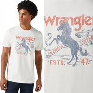 Koszulki męskie - Wrangler AMERICANA TEE Worn BIAŁY T-SHIRT BAWEŁNIANA KOSZULKA NADRUK XXL - miniaturka - grafika 1