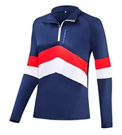 Koszulki i topy damskie - Black Crevice Damska koszulka funkcyjna z zamkiem błyskawicznym, granatowa/czerwona, 42 - miniaturka - grafika 1