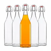 Domowy wyrób alkoholu - BUTELKI KWADRATOWE na nalewki mleko wodę napoje soki 1000 ml KOREK MECHANICZNY 5 sztuk - miniaturka - grafika 1