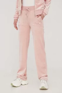 Spodnie damskie - Juicy Couture spodnie dresowe damskie kolor różowy gładkie - grafika 1