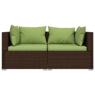 2-osobowa sofa ogrodowa z poduszkami, polirattan, brązowa - Sofy ogrodowe - miniaturka - grafika 4