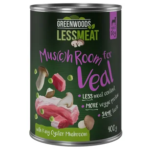 Greenwoods Less Meat z boczniakiem królewskim, 6 x 400 g - Z cielęciną - Mokra karma dla psów - miniaturka - grafika 1
