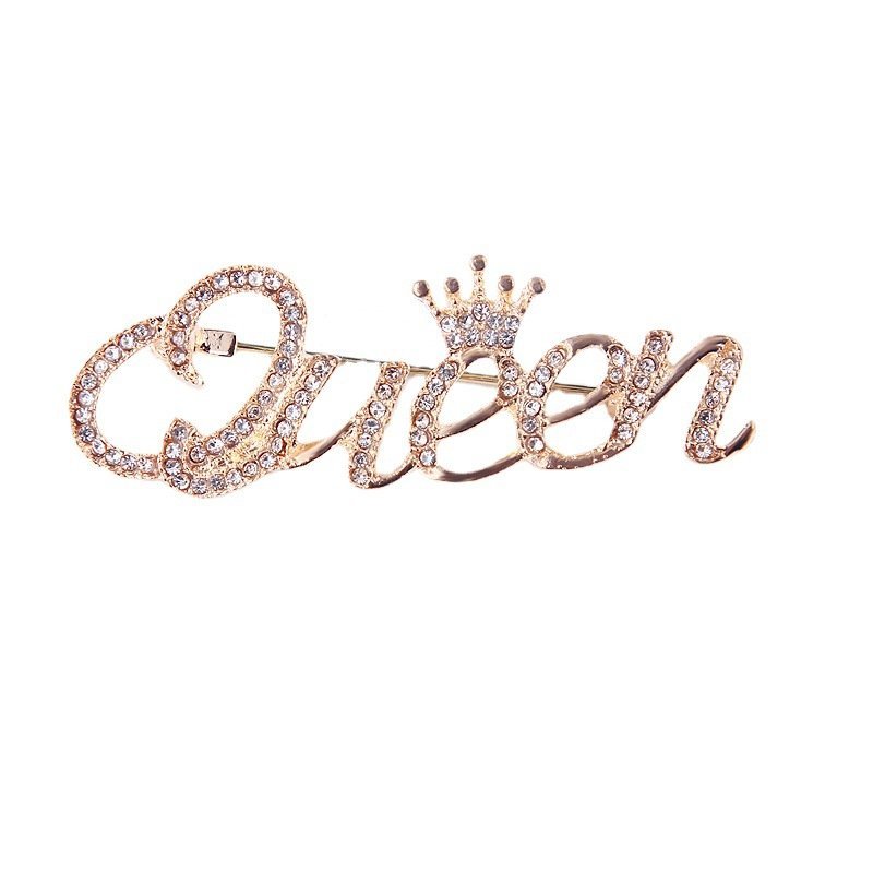 Broszka Queen z Cyrkoniami 5 cm – Złoty