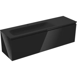 Mexen Orio szafka łazienkowa 160 cm z umywalką Vela lewą, 1S, 1D, czarna połysk/czarna mat - 91A13-16047-3-BBFF70-W23L71 - Szafki łazienkowe - miniaturka - grafika 1