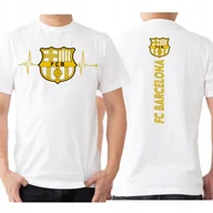 Koszulki męskie - KOSZULKA FC BARCELONA LINIA ŻYCIA ZŁOTY NADRUK PREZENT PRZÓD TYŁ S 3462 - miniaturka - grafika 1
