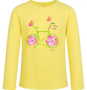 Bluzki dla dziewczynek - T-shirt z długim rękawem dla dziewczynki, z rowerem, żółty, 3-8 lat - grafika 1