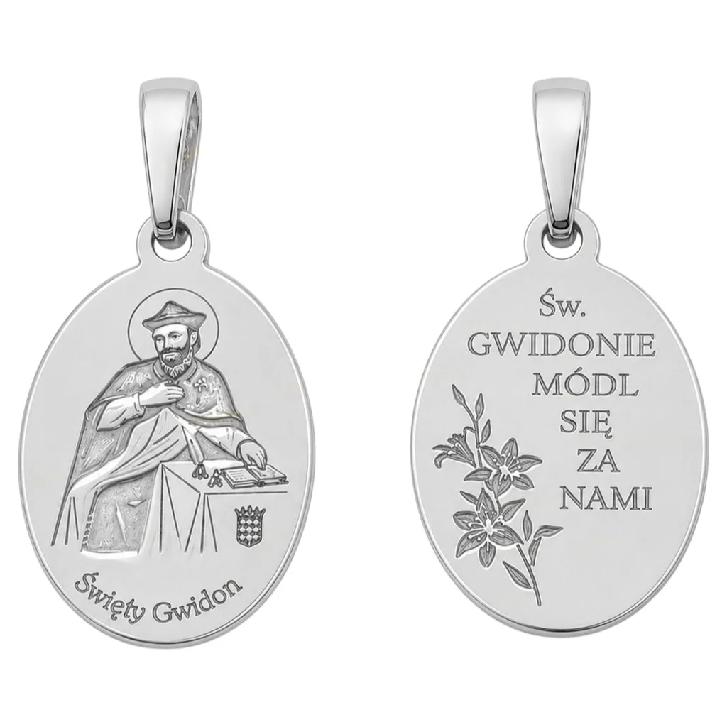 Medalik srebrny Ag 925 rodowany Św. Gwidon MDC140R