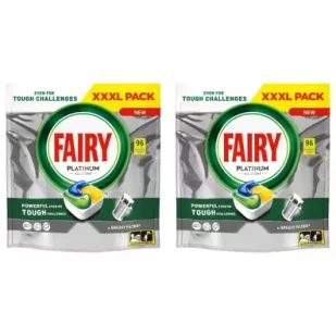 Fairy Kapsułki do zmywarki Platinum All in One Lemon Zestaw 2 x 96 kaps. - Środki do zmywarek - miniaturka - grafika 1