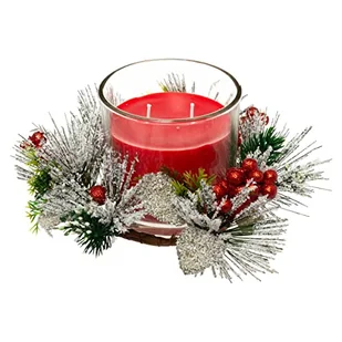 Feeric Christmas - Czerwona świeca zapachowa Środek stołu Szklany słoik z dekoracjami Liście 210 G - Świece - miniaturka - grafika 1
