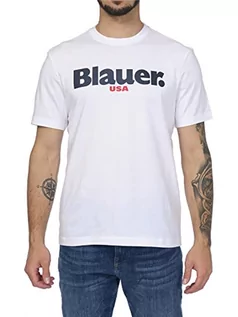 Koszulki męskie - Blauer Męski t-shirt z krótkim rękawem, 100 biel optyczna, 42, 100 białych optyczny, 40 - grafika 1
