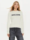 Swetry damskie - Guess Jeans Sweter W4BR10 Z3HM1 Biały Regular Fit - miniaturka - grafika 1