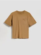 Koszulki dla chłopców - Reserved - Bawełniany t-shirt - brązowy - miniaturka - grafika 1