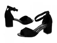 Sandały damskie - Czarne sandały damskie na słupku VINCEZA 20100 - Vinceza - miniaturka - grafika 1