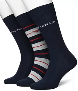 Emporio Armani Męskie krótkie skarpety prezentowe, 3-pak, Marine/paski białe/morskie, rozmiar uniwersalny - Skarpetki męskie - miniaturka - grafika 1