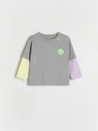 Bluzki dla niemowląt - Reserved - Bawełniany longsleeve - ciemnoszary - miniaturka - grafika 1