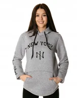 Bluzy damskie - Bluza Dresowa Damska z Kapturem Kangurka 7703-5 S - miniaturka - grafika 1