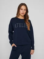 Bluzy damskie - Vila Bluza "Atelier" w kolorze granatowym - miniaturka - grafika 1
