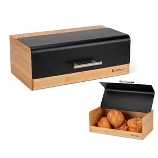 CHLEBAK BAMBUSOWY POJEMNIK NA PIECZYWO E-6067 CZARNY - Chlebaki - miniaturka - grafika 1