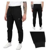 Spodnie męskie - Spodnie dresowe męskie ocieplane czarne ze ściągaczami Captain Mike 7XL - miniaturka - grafika 1