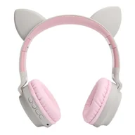 Słuchawki - Cocosity Słuchawki Cat Ear różowo-białe - miniaturka - grafika 1