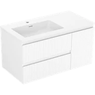 Szafki łazienkowe - Mexen Rivel szafka łazienkowa 90 cm z umywalką Otis lewą, 2S, 1D, ryflowana, biała mat - 91A23-09047-3-BBFFF01-W18L01 - miniaturka - grafika 1